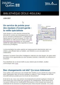 Infolettre de juin 2021