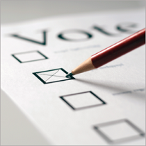 Bulletin de vote avec un crayon
